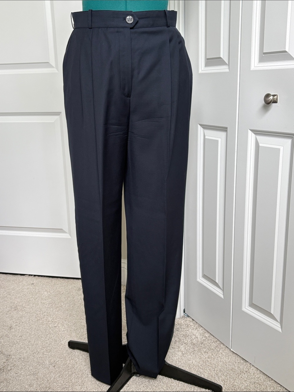 Chanel Vintage Navy Lightweight Wool Pants - Spring 1998